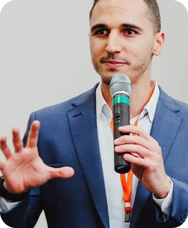 Palestrante em uma apresentação